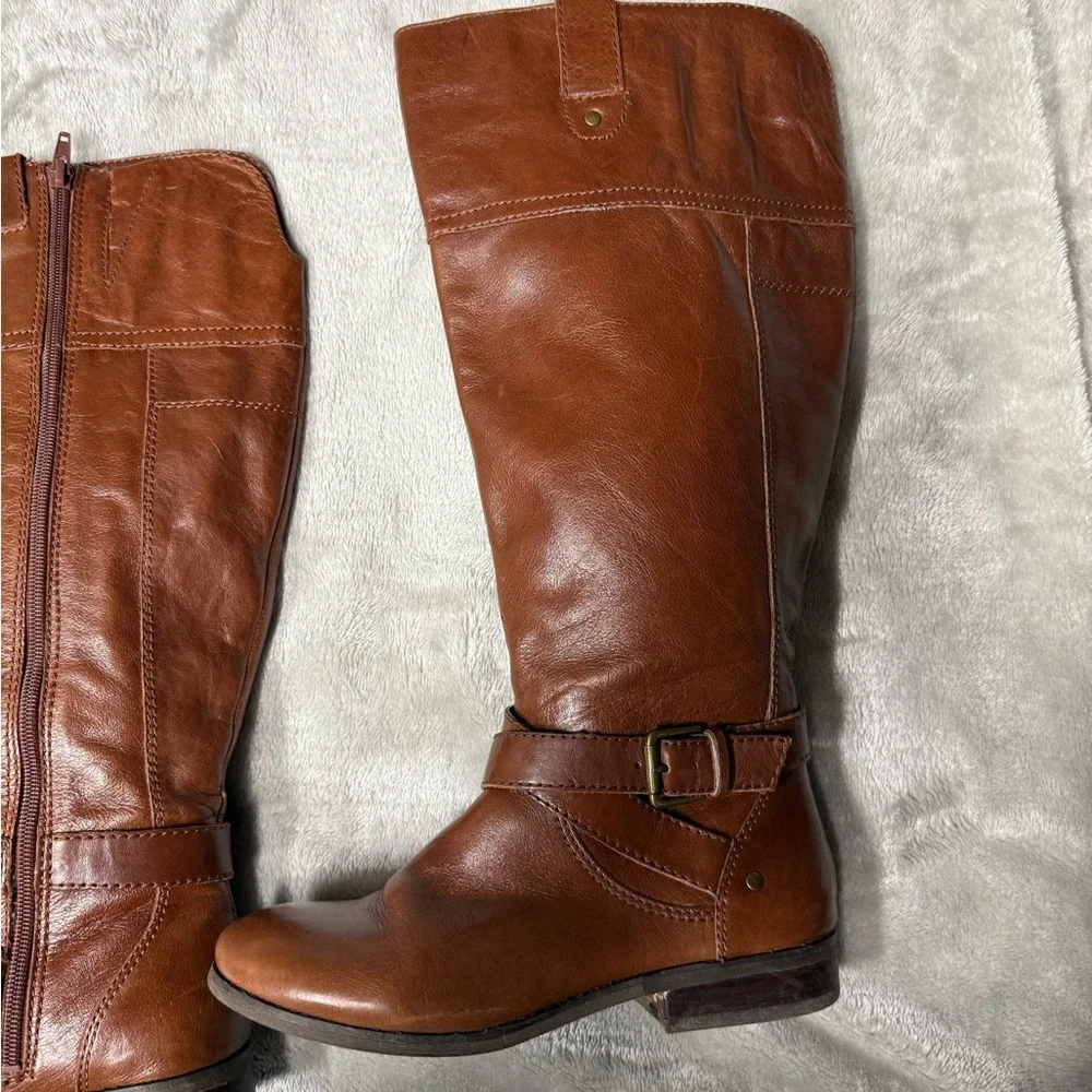 Marc Fisher Glimmer cognac leather riding boots Sz 6